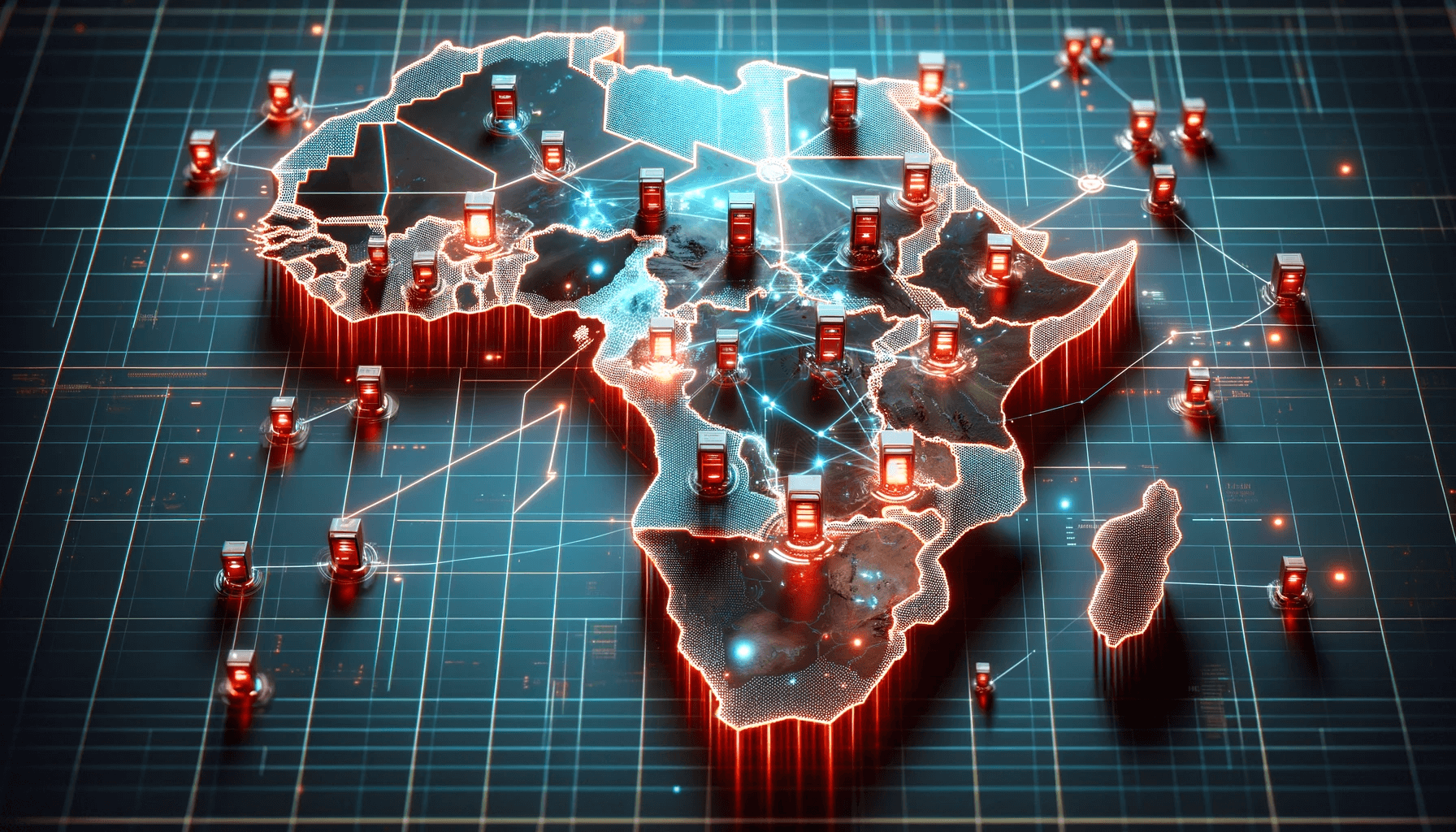 An animation showing Africa with Pickspot lockers